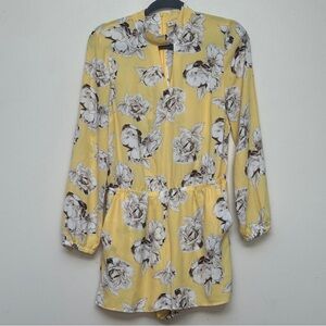 Lila Rose Yellow Floral Long Sleeve Chiffon Romper Size 4